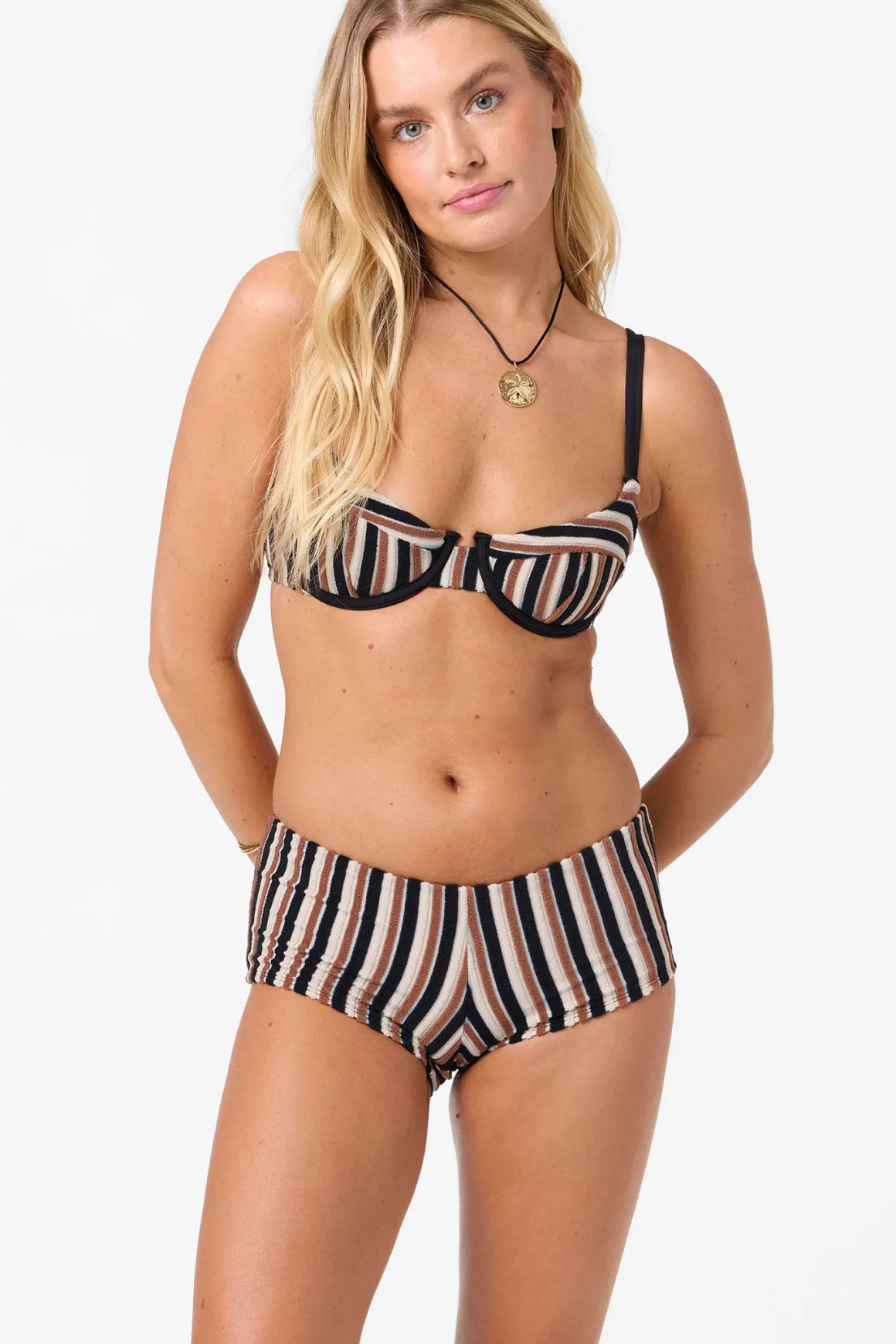 Sand Dollar Stripe Seashell Bra Bra Top - Black | O'Neill
