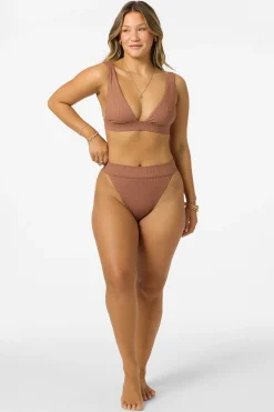 Shorebreak Rib Santa Barbara High Rise Cheeky Bottoms - Carob Brown | O'Neill