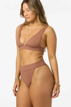 Shorebreak Rib Santa Barbara High Rise Cheeky Bottoms - Carob Brown | O'Neill