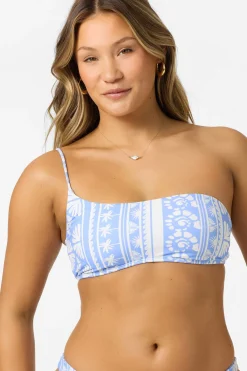 Surf Abstract Seal Beach One Shoulder Bandeau Top - Azurine | O'Neill