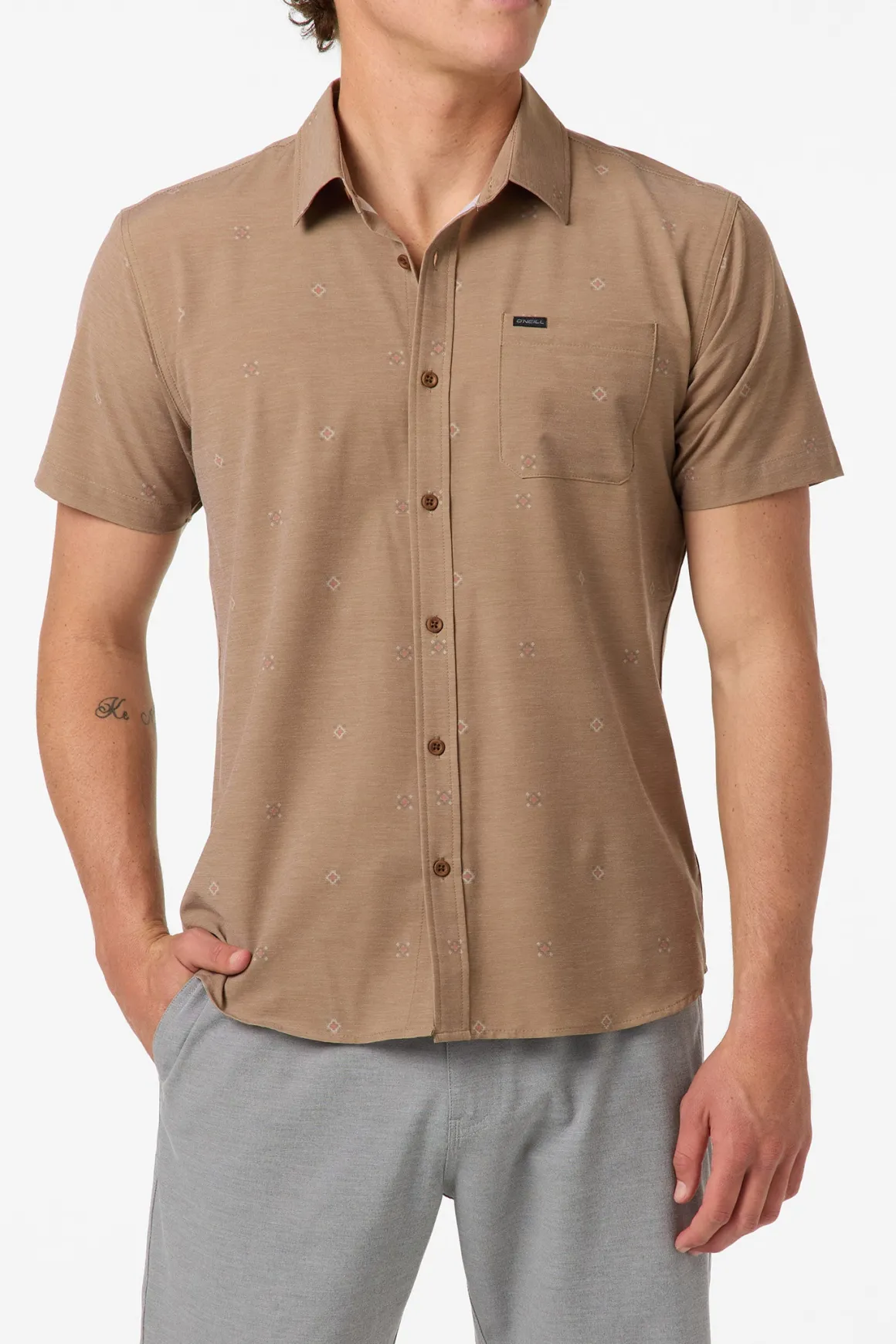 TRVLR Upf Traverse Standard Woven Shirt Standard Fit Shirt - Dark Khaki | O'Neill