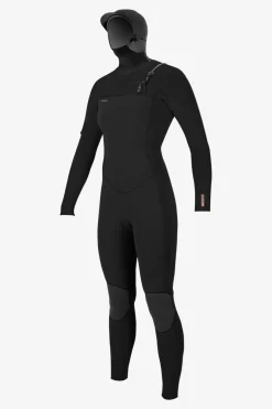 Women's Hyperfreak 5.5/4+MM Chest Zip W/hood - Blk/blk | O'Neill